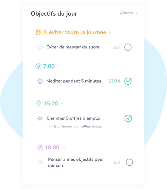 Image de présentation de l'écran Objectifs et routines de l'application